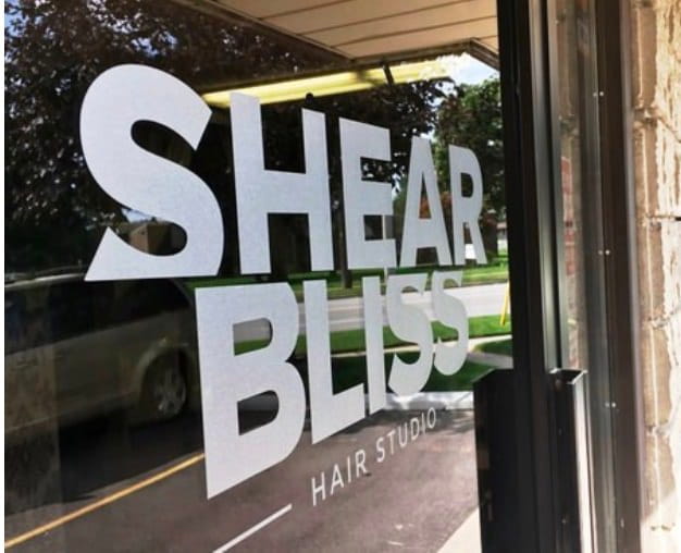 Etched and frosted glass decals for a professional office