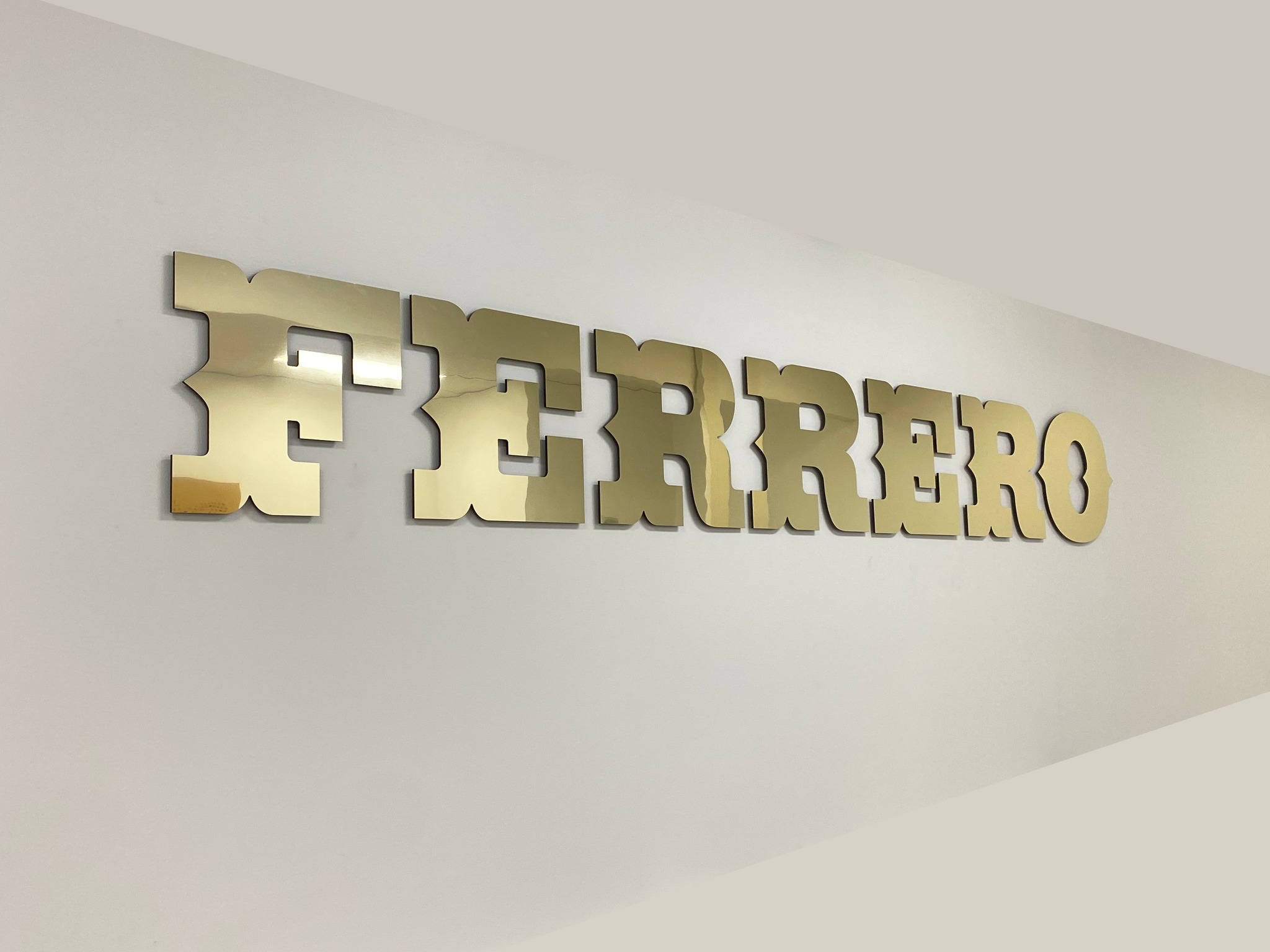 High-quality fabricated lobby logo sign installation
