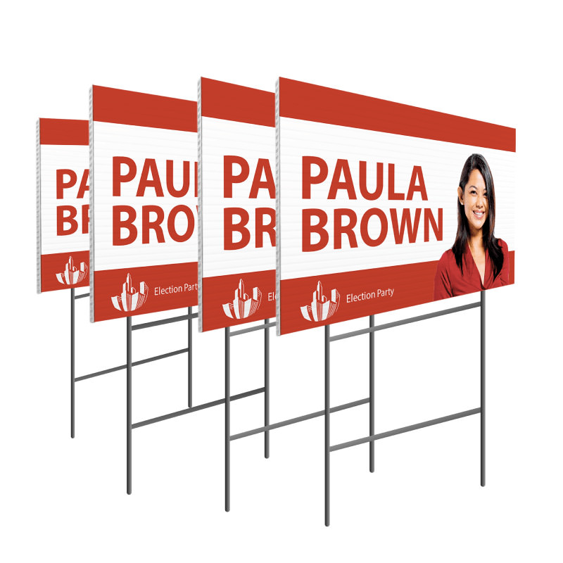 Lightweight weather-resistant lawn signs with metal frames