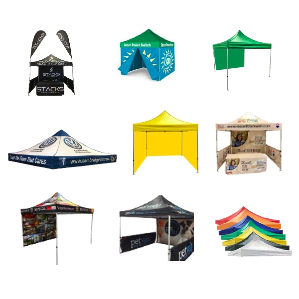 Branded canopy tent with custom printed valance and walls