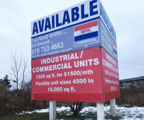 Real estate construction site signage on a development project