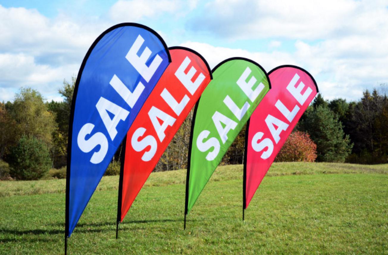 thumbnail image 2 of SALE Advertising Vinyl Banner – Custom Size, Bright Red/White USA Sale Sign, Many Sizes 2 of 5